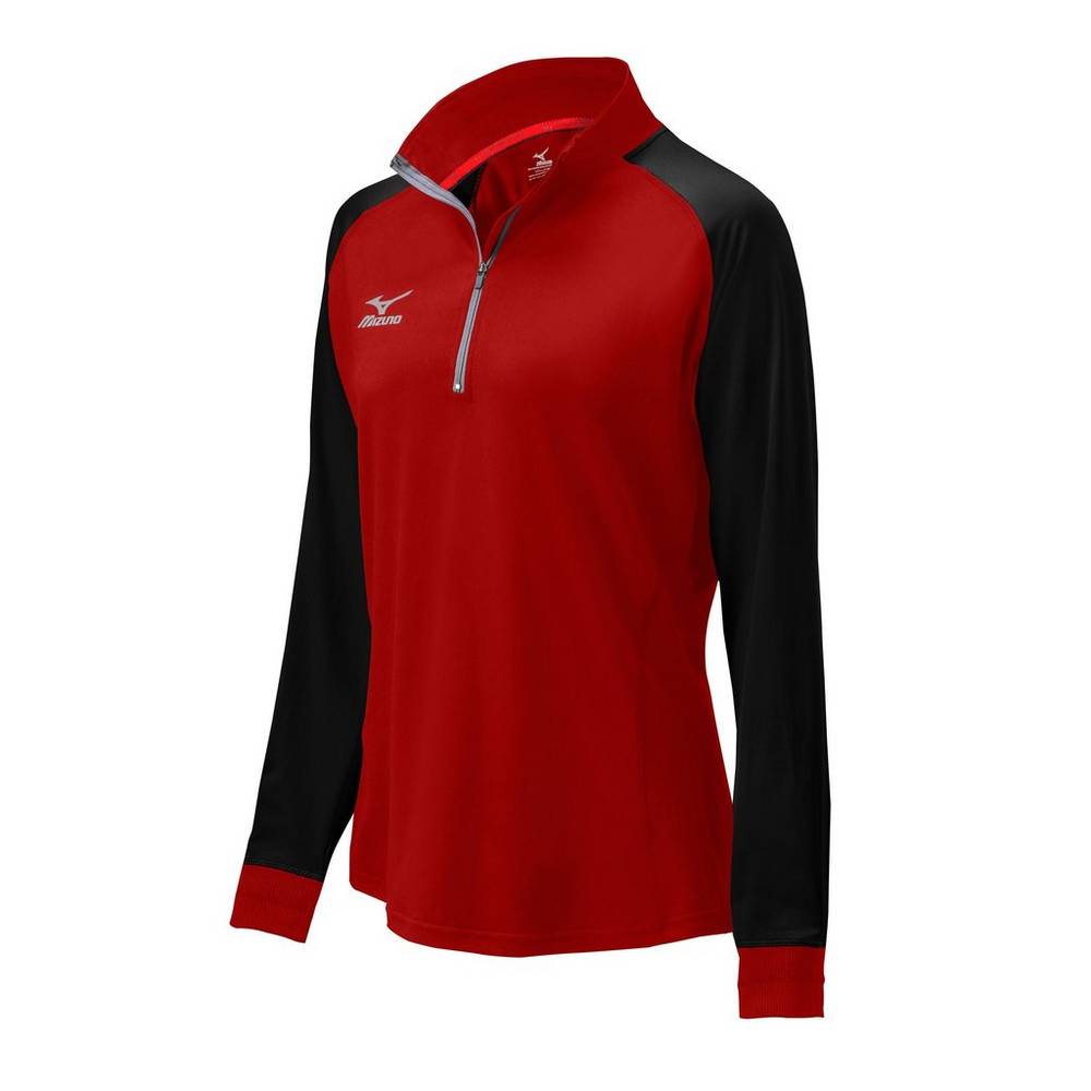 Mizuno Prime 1/2 Zip - Bayan Mont - Kırmızı/Siyah Türkiye (KVZPDC-509)